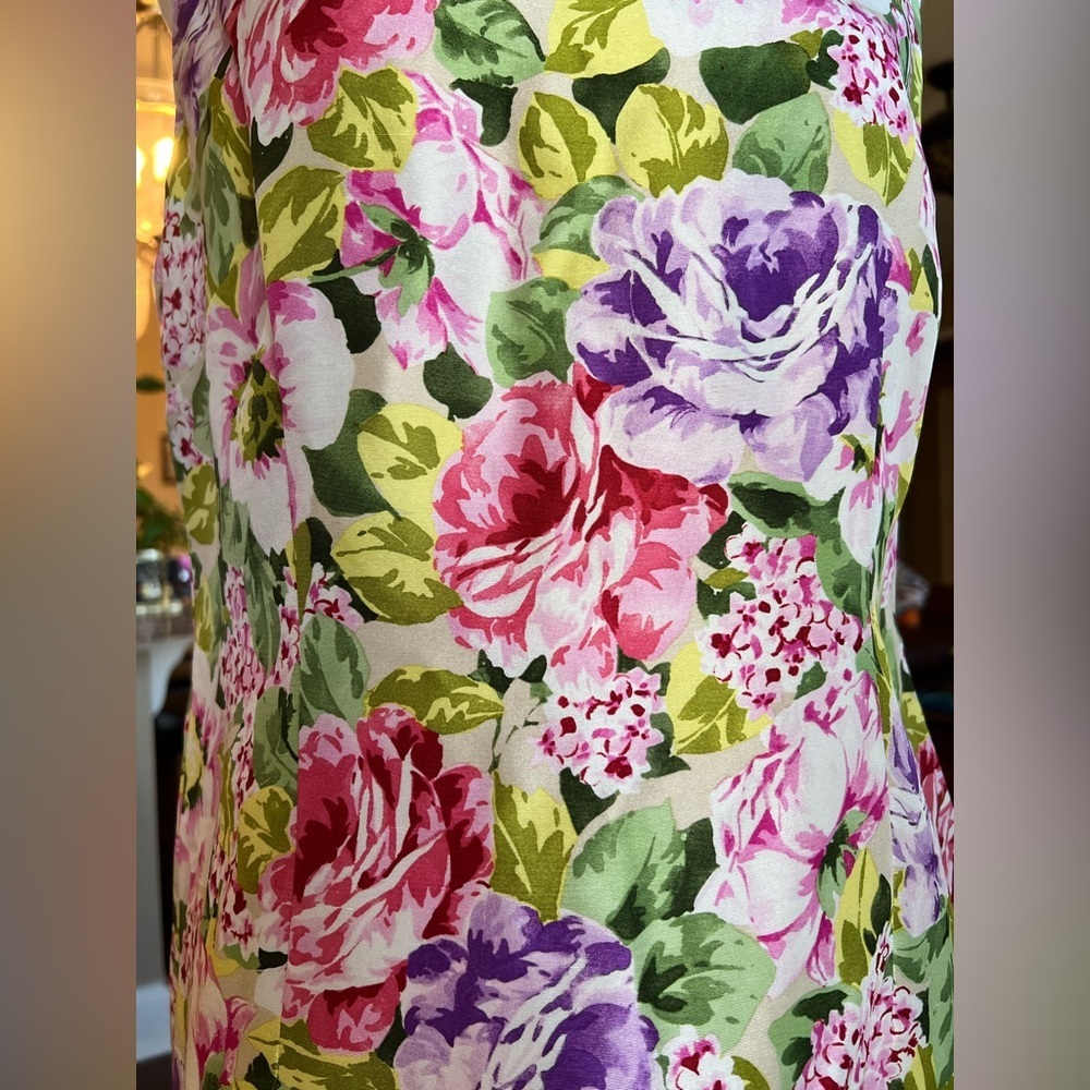 Vintage 100% Silk Floral Sleeveless Dress, NWOT, Easter Dress, Summer Dress - Picture 4 of 7
